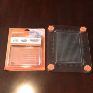 Fiskars Set of 2 position & press stamp block, large slight use 5x7, small new